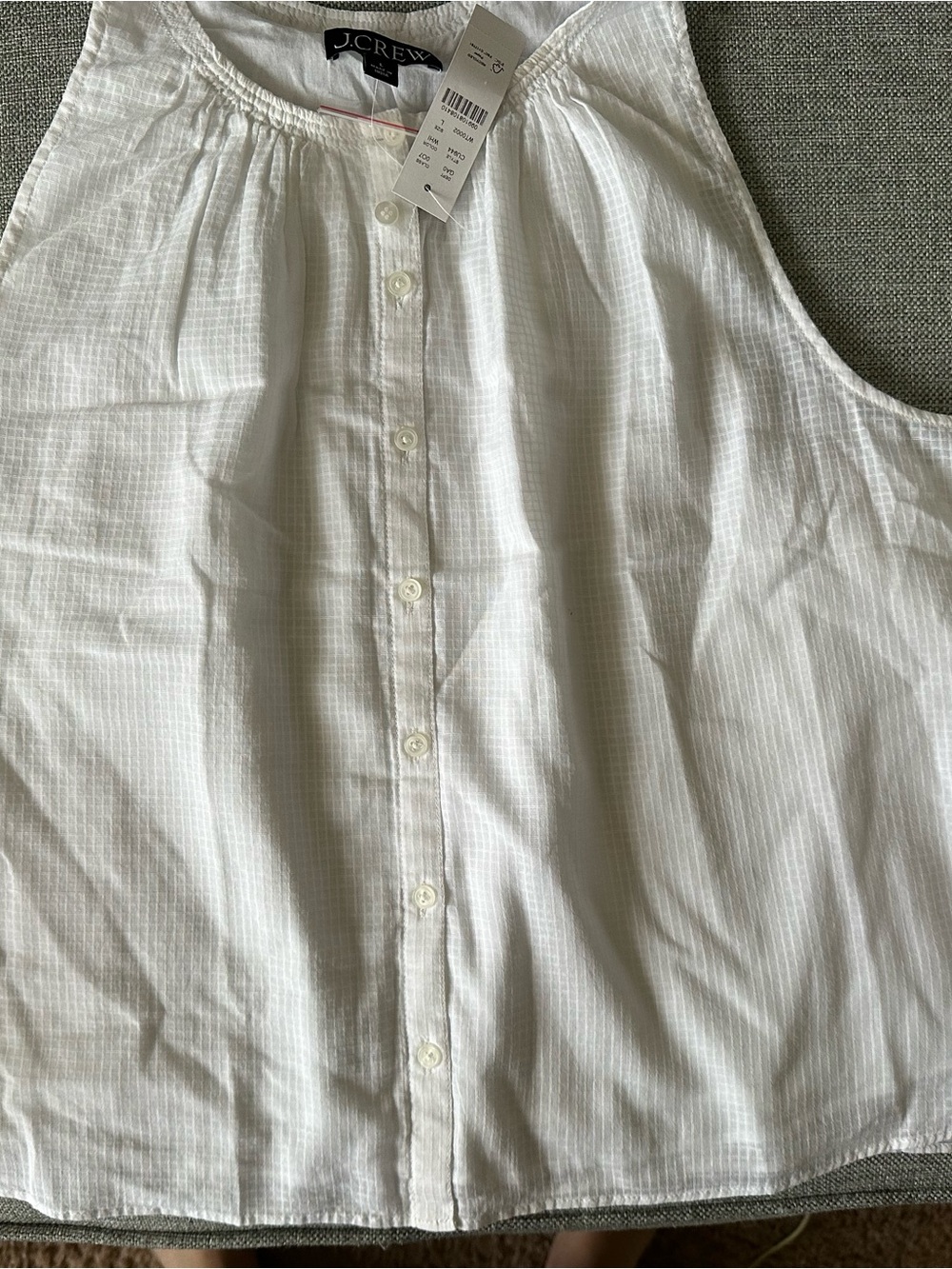 J. Crew White Sleeveless Button-Front Blouse